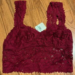 NWT Free People Lace Bralette in Raspberry